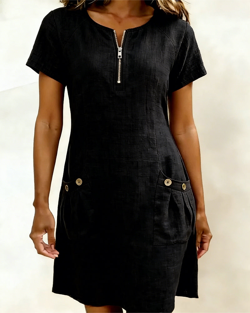HILLERIDGE LONDON® | Cotton Dress with Zip Pocket