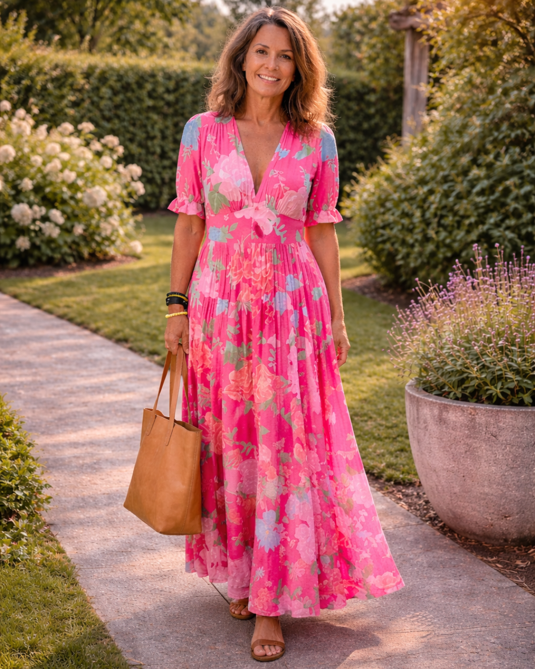 Ione | Floral V-Neck Midi Dress
