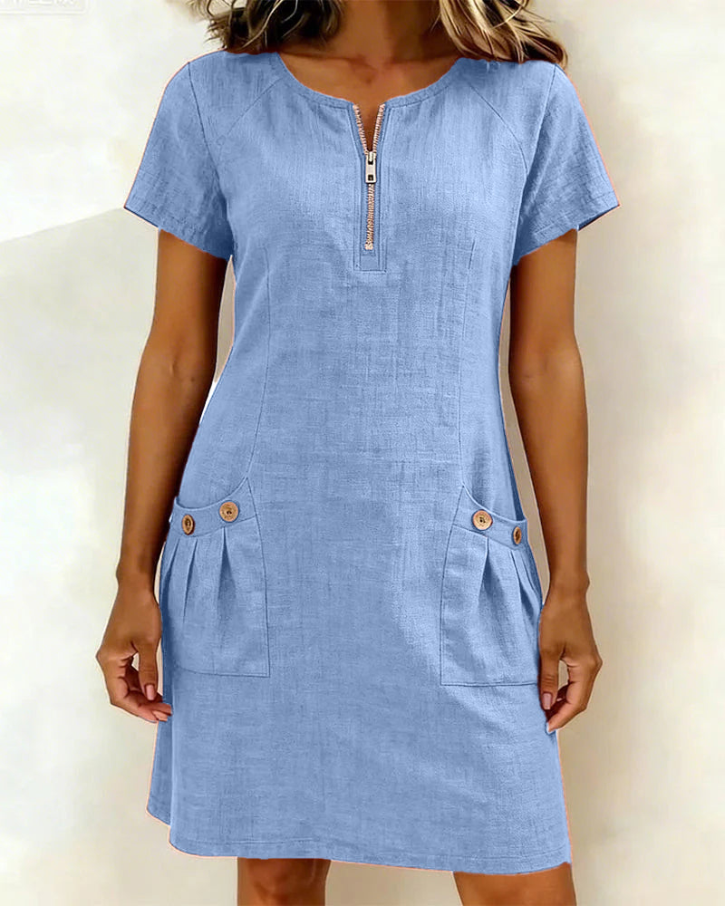 HILLERIDGE LONDON® | Cotton Dress with Zip Pocket