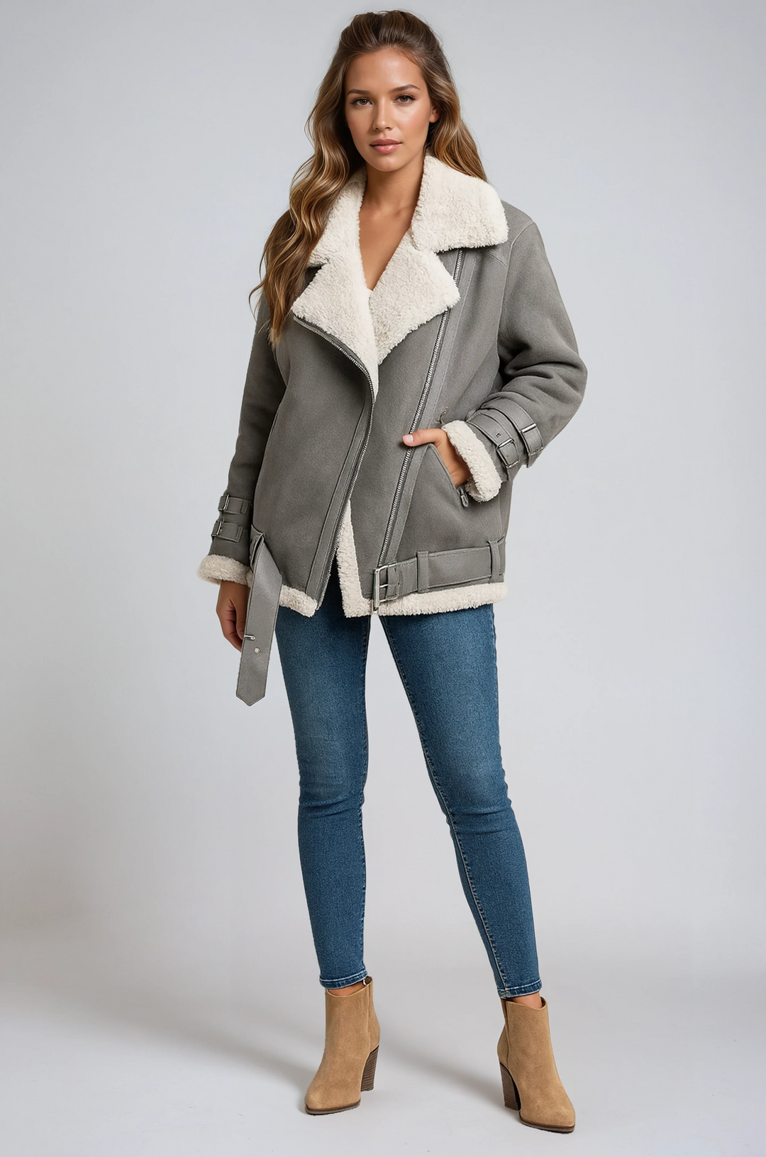Winter Pilot Jacket | With Fur Lining and Belt
