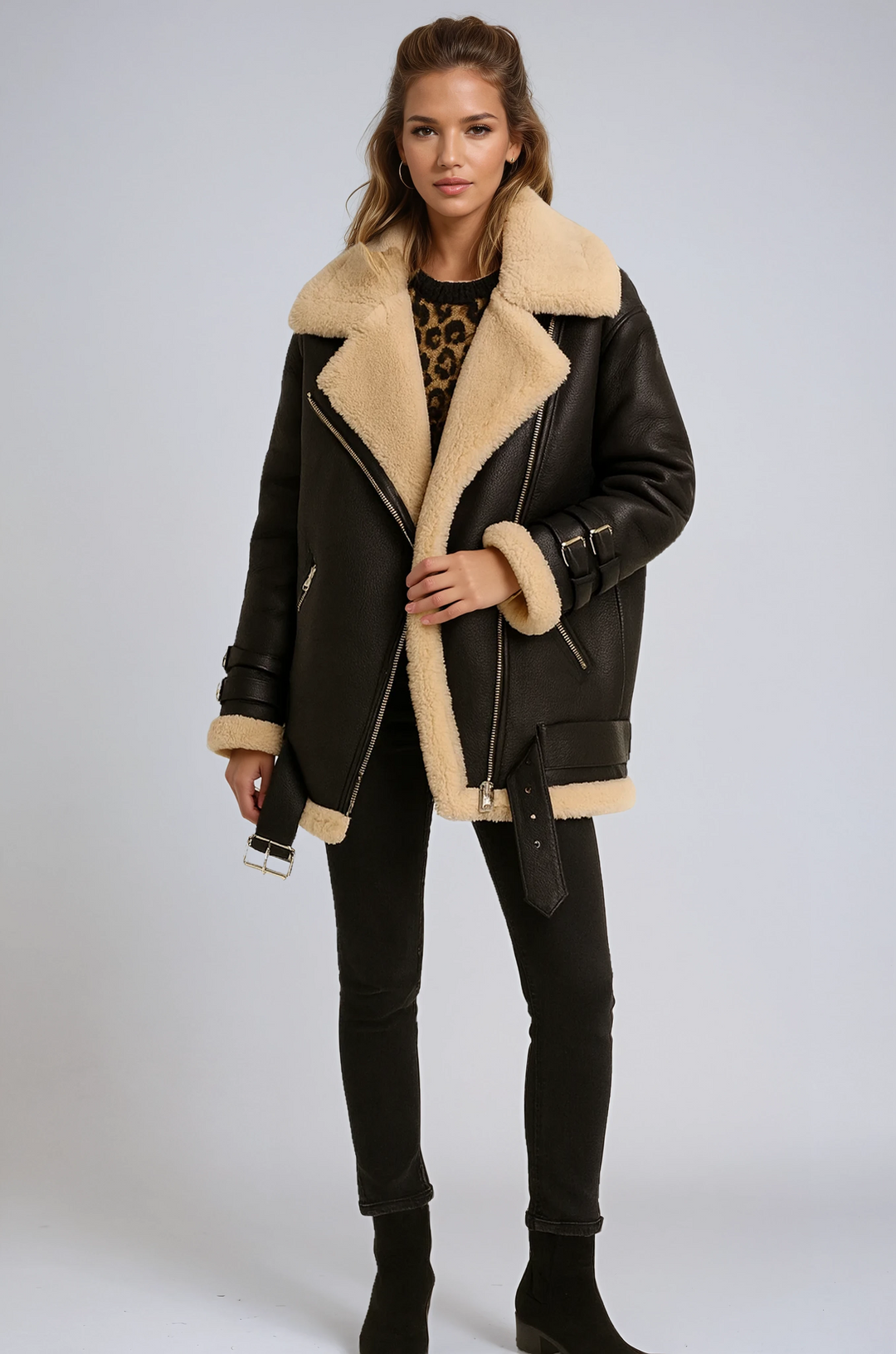 Winter Pilot Jacket | With Fur Lining and Belt