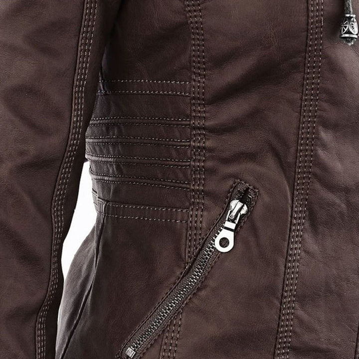 Elora | Chic Hooded Leather Jacket