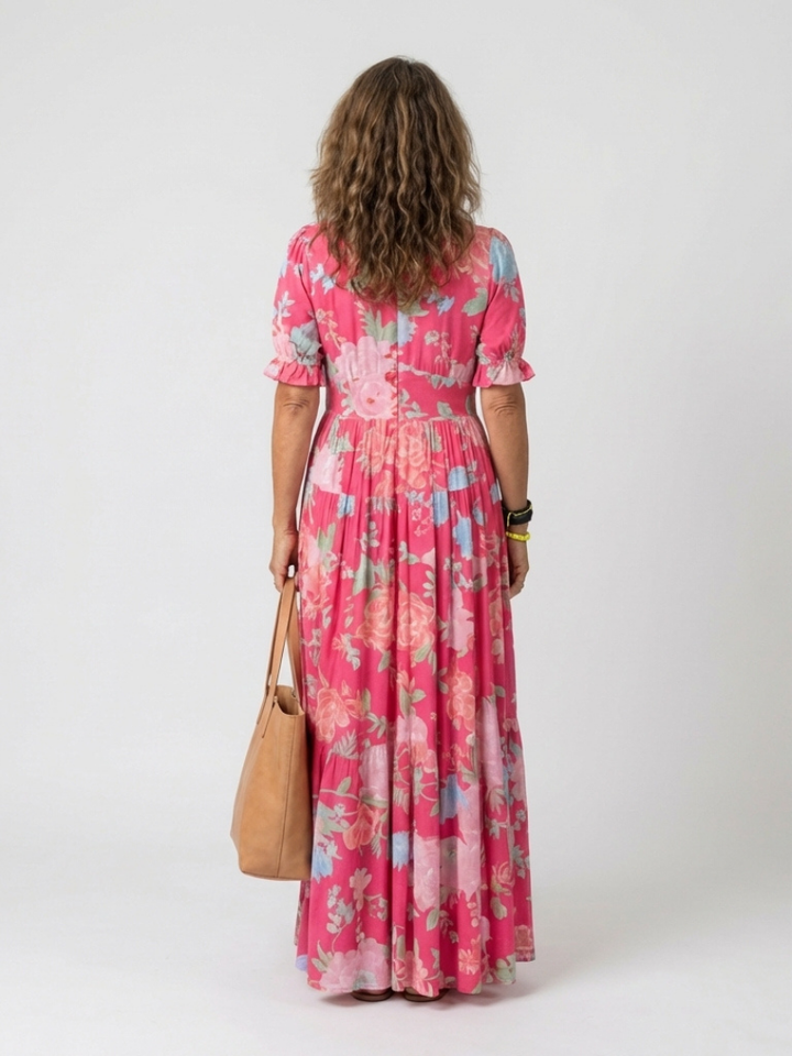 Ione | Floral V-Neck Midi Dress