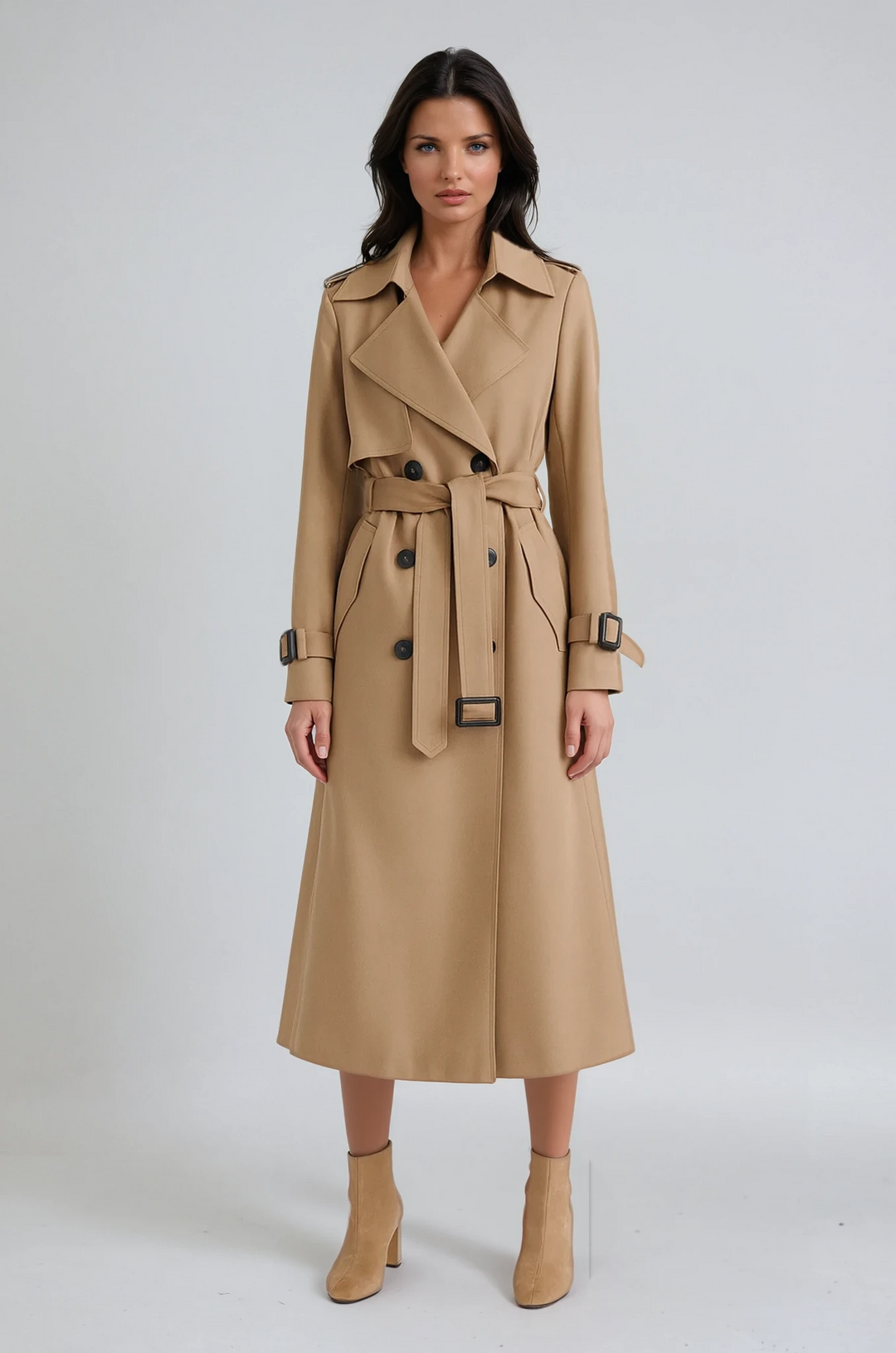 Long Trench Coat for Women | Coat with Belt