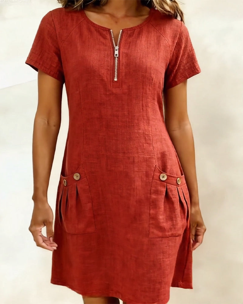 HILLERIDGE LONDON® | Cotton Dress with Zip Pocket