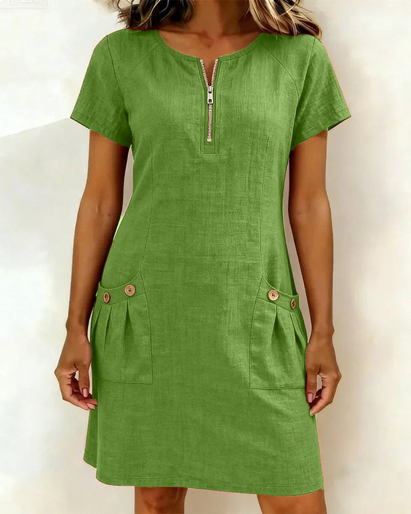 HILLERIDGE LONDON® | Cotton Dress with Zip Pocket