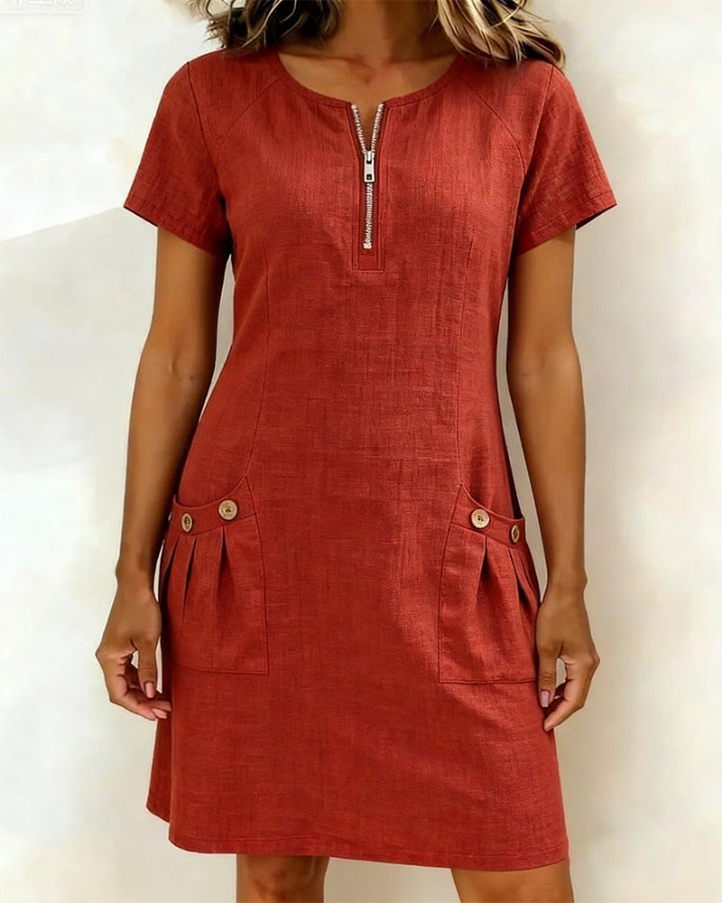 HILLERIDGE LONDON® | Cotton Dress with Zip Pocket