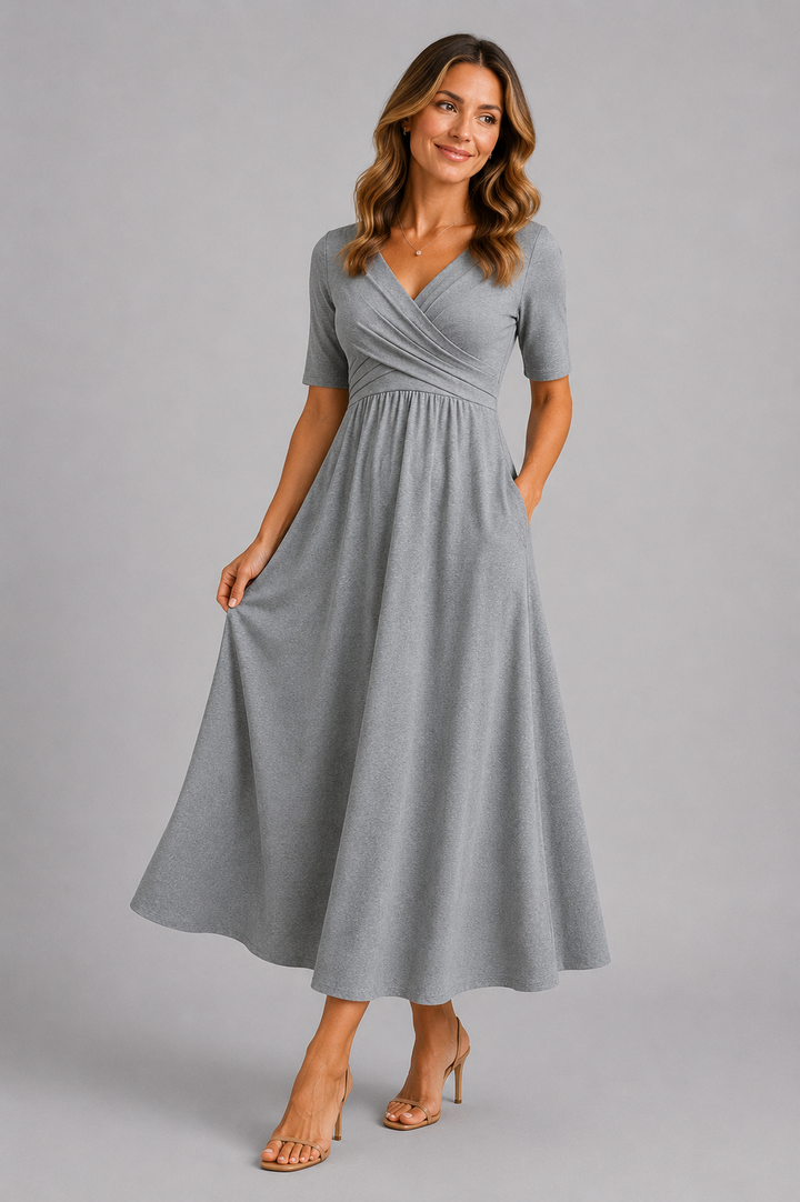 VERONICA | CROSSOVER SHORT-SLEEVE DRESS