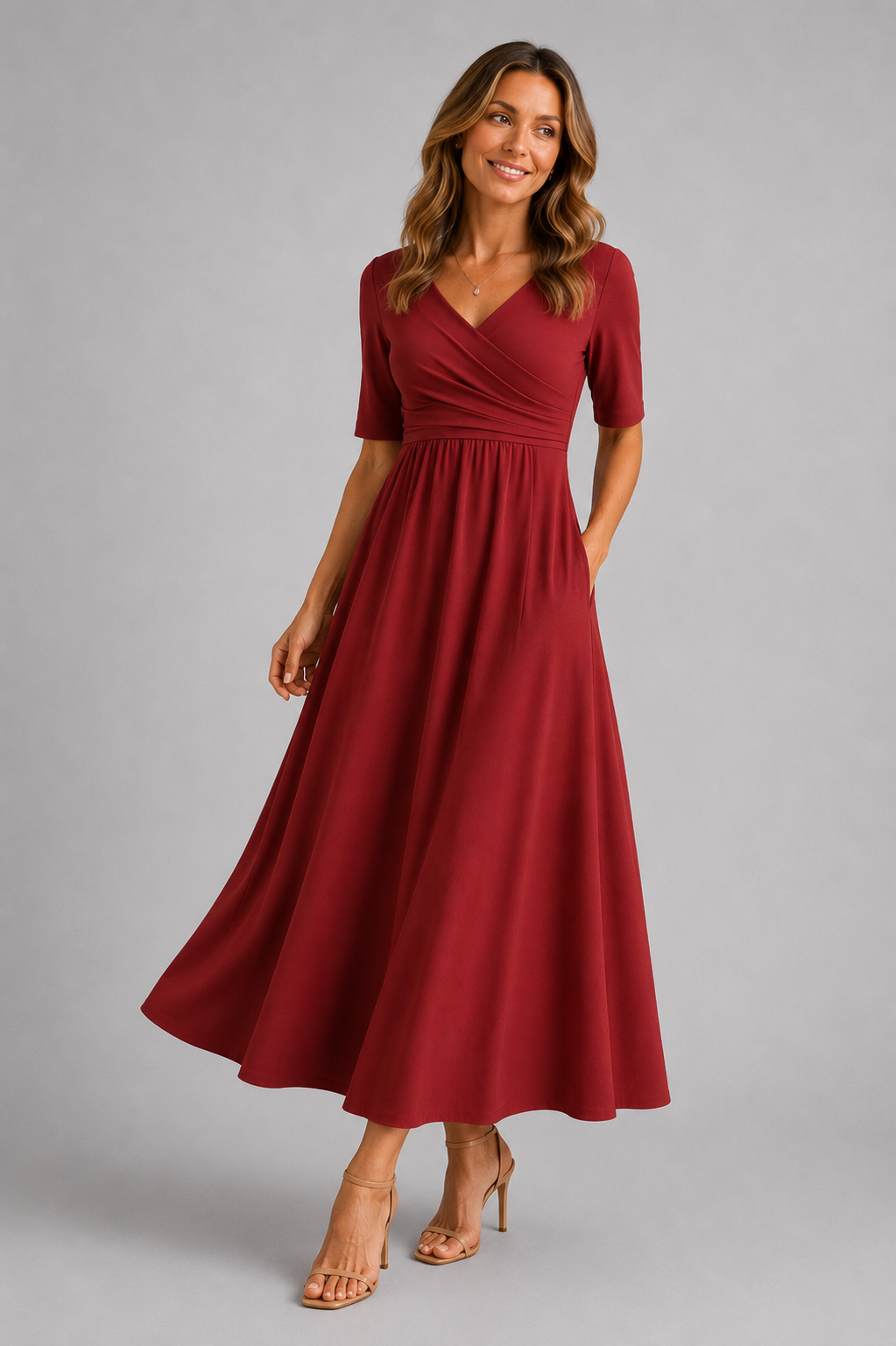 VERONICA | CROSSOVER SHORT-SLEEVE DRESS