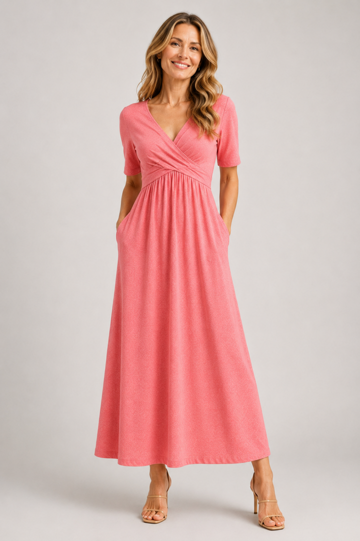 VERONICA | CROSSOVER SHORT-SLEEVE DRESS