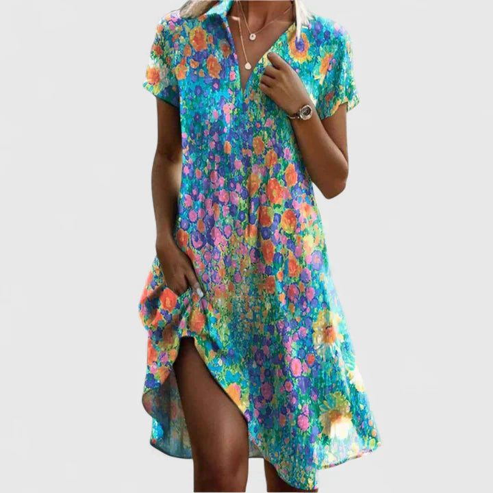 ROSALINDA | POLKA DOT V-NECK MIDI DRESS