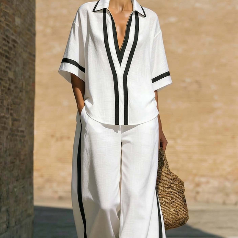 Women's Casual Color-Block 2-Piece Set