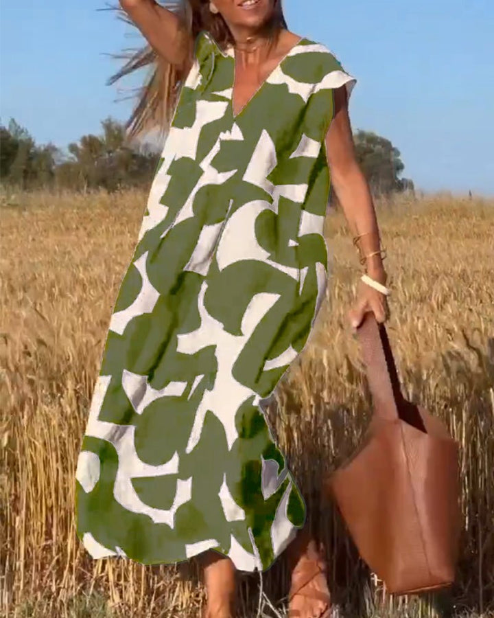 DOREEN | PRINTED V-NECK DRESS