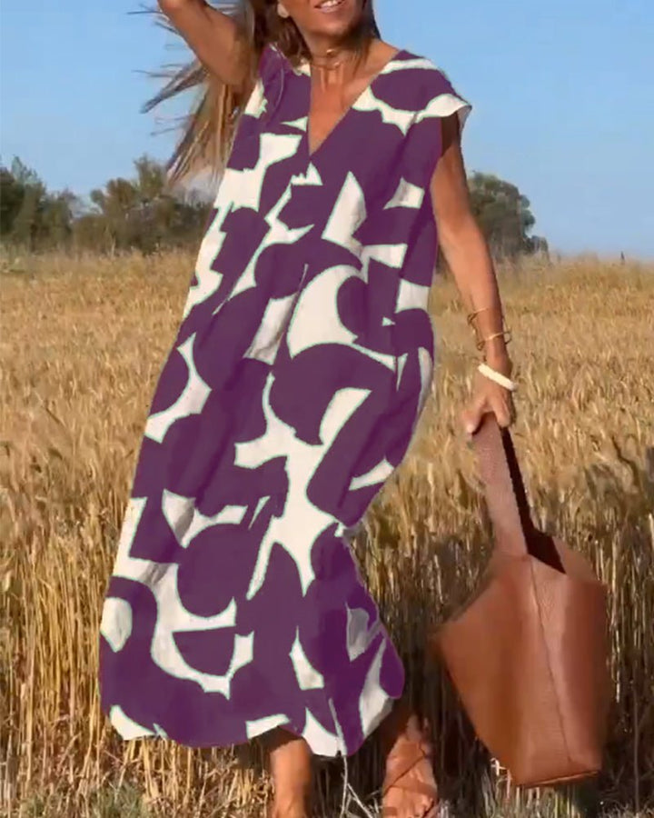 DOREEN | PRINTED V-NECK DRESS